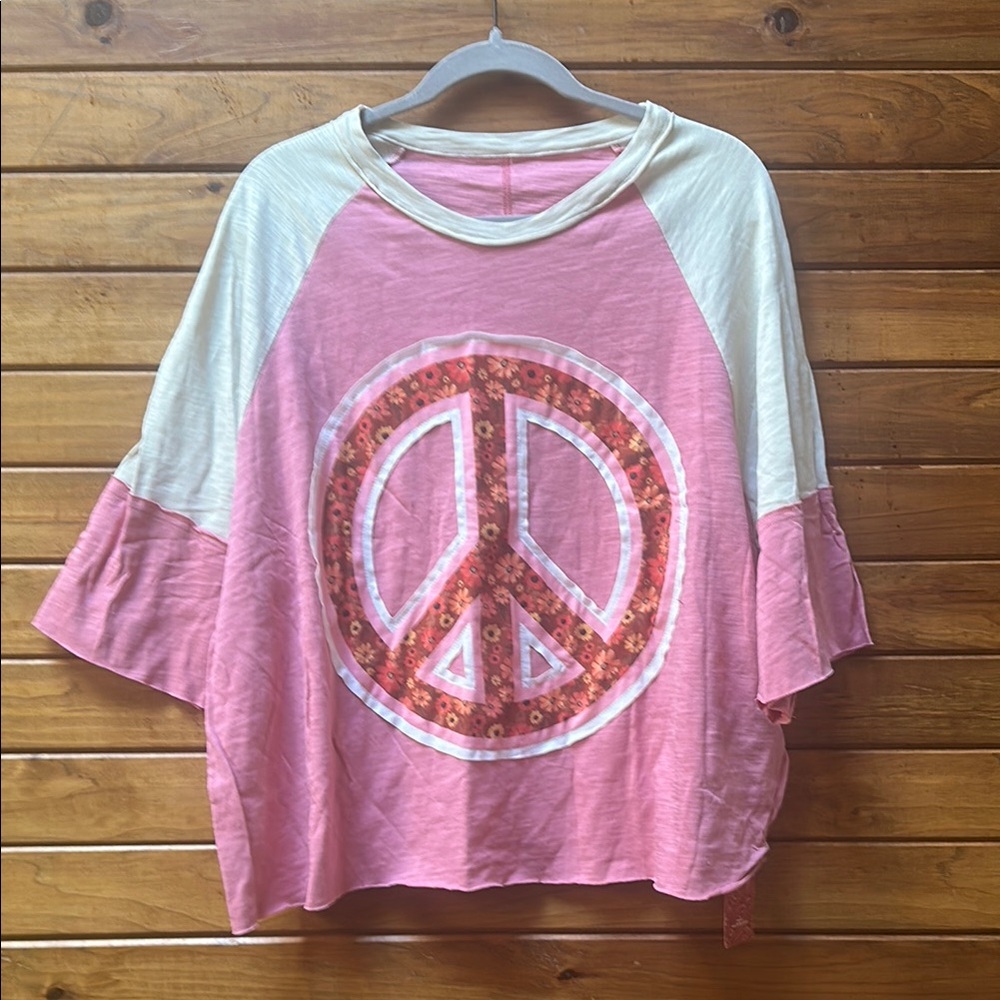 SHEIN - Pink and Cream Boho Top
